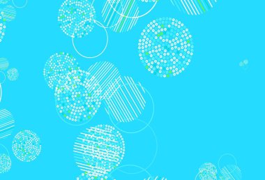 Açık mavi, daireli sarı vektör şablonu. Bulanık yağmur damlaları olan soyut bir çizim. Poster ve web siteleri için tasarım.