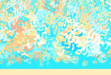 Açık mavi, soyut şekilli sarı vektör arkaplan. Soyut gradyan şekilli basit renkli çizimler. İşiniz için en iyi akıllı tasarım.