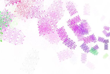 Açık Yeşil, Kırmızı vektör arkaplanı ve yapay zeka verileri. Renkli yapay zeka yapısı, eğimli çizgiler ve noktalar. Poster ve teknoloji sembolü.