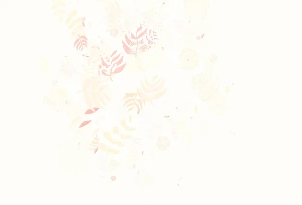Светло Розовый Вектор Рисунок Каракули Листьями Цветами Листья Цветы Натуральном — стоковый вектор