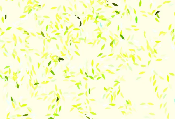 Hellgrüner Gelber Vektor Abstrakter Hintergrund Mit Blättern Bunte Illustration Doodle — Stockvektor