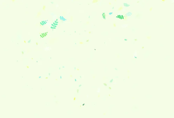浅蓝色 绿色矢量自然艺术品与叶子 在模糊的背景上有叶子的有斑点的涂鸦 壁纸设计的新纹理 — 图库矢量图片