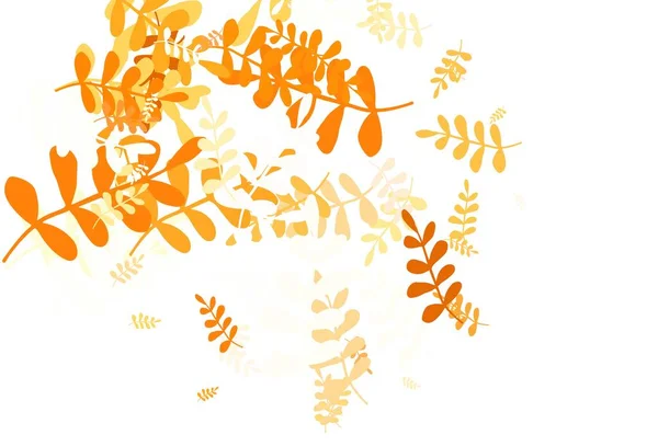 Luz Naranja Vector Elegante Plantilla Con Hojas Doodle Ilustración Hojas — Vector de stock