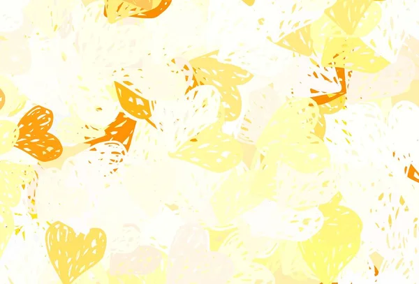 Jasnopomarańczowy Wektor Tekstury Pięknymi Sercami Świecąca Ilustracja Sercami Abstrakcyjnym Szablonie — Wektor stockowy