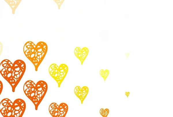 Ελαφρύ Πορτοκαλί Διανυσματική Υφή Υπέροχες Καρδιές Λαμπερή Απεικόνιση Καρδιές Αφηρημένο — Διανυσματικό Αρχείο