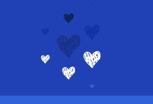 ドードルハートのライトブルーベクトルテンプレート シンプルなスタイルで心を持つ装飾的なデザイン バレンタイン広告や小冊子のパターン — ストックベクタ