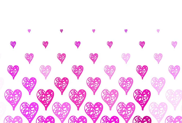 Fondo Vectorial Rosa Claro Con Corazones Brillantes Diseño Decorativo Con — Vector de stock