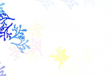 Açık renkli vektör, dalları olan doğal bir arkaplan. Yaprakları karalama tarzında renkli ve soyut çizimler. Marka kitabınız için yeni şablon.