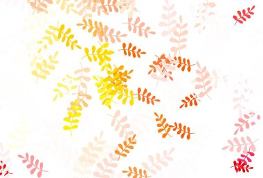 Hafif turuncu vektör çizim şekli yapraklarla. Yaprakları karalama tarzında renkli ve soyut çizimler. İşiniz için en iyi tasarım..