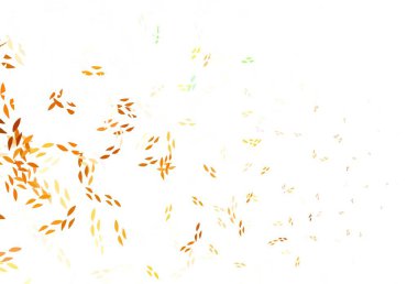 Açık yeşil, sarı vektör, yapraklı zarif duvar kağıdı. Yapraklar ve karalamalar ile soyut çizimler. Çocuk kitapları için renkli desen.