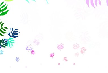 Yapraklı hafif çokrenkli vektör karalama deseni. Bulanık arka planda yaprakları olan eskiz karalamalar. Web siteniz için Doodle tasarımı.