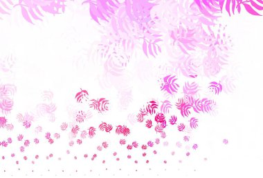 Açık pembe vektör, yapraklı zarif duvar kağıdı. Doğal yaprağı olan zarif, parlak bir illüstrasyon. Tasarımınız için yeni şablon.