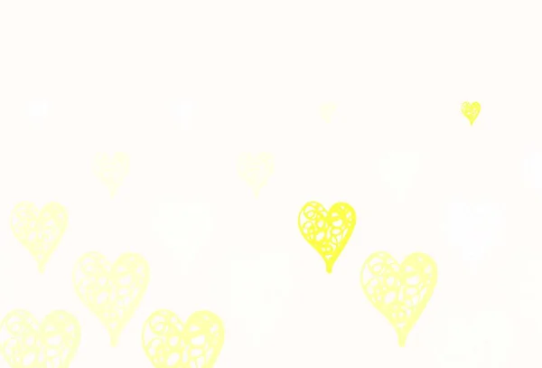 Hellgrüne Gelbe Vektorkulisse Mit Süßen Herzen Kluge Illustration Mit Gradientenherzen — Stockvektor