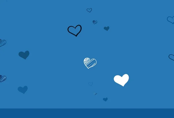 浅蓝色矢量模板与涂鸦心 美丽的庆祝风格的心脏在抽象的图解 情人节广告的模式 小册子 — 图库矢量图片