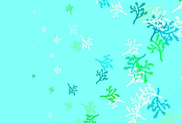 Світло Блакитний Зелений Вектор Елегантний Візерунок Сакурою Листя Гілки Градієнтом — стоковий вектор