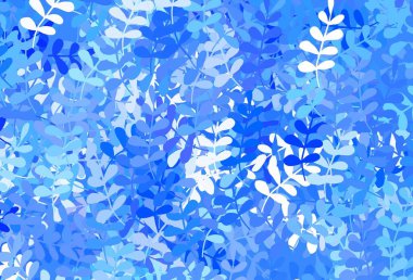Yapraklı açık mavi vektör doğal arka plan. Zarif doğal desenli ve eğimli yapraklar. Web sitesi yöneticileri ve tasarımları için desen.