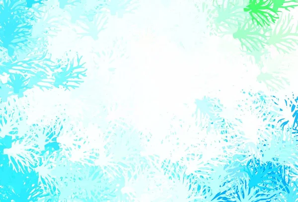 Hellblauer Grüner Vektorhintergrund Mit Blättern Gekritzelte Illustration Von Blättern Und — Stockvektor