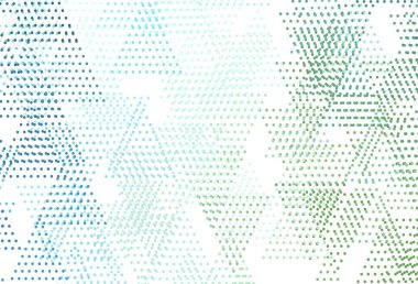 Açık mavi, çemberli çokgen biçimli yeşil vektör arkaplan. Noktalı, soyut şekilli dekoratif tasarım. Web siteleri için desen.