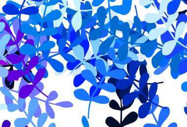 Açık Pembe, yapraklı Mavi vektör soyut tasarımı. Yapraklı karalama tarzında yeni renkli çizimler. Çocuk kitapları için renkli desen.