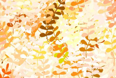 Açık kırmızı, sarı vektör, yapraklı zarif duvar kağıdı. Parlak renkli çizimler ve karalama tarzında yapraklar. İşiniz için yeni tasarım.