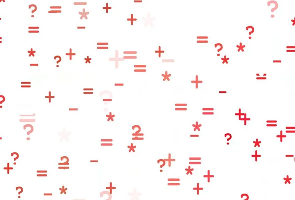 Светло Красный Векторный Фон Элементами Математики Размытый Дизайн Простом Стиле — стоковый вектор