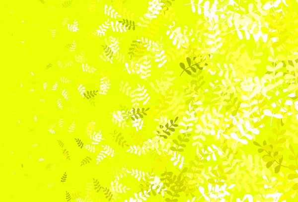 Vert Clair Motif Vectoriel Jaune Doodle Avec Des Feuilles Illustration — Image vectorielle