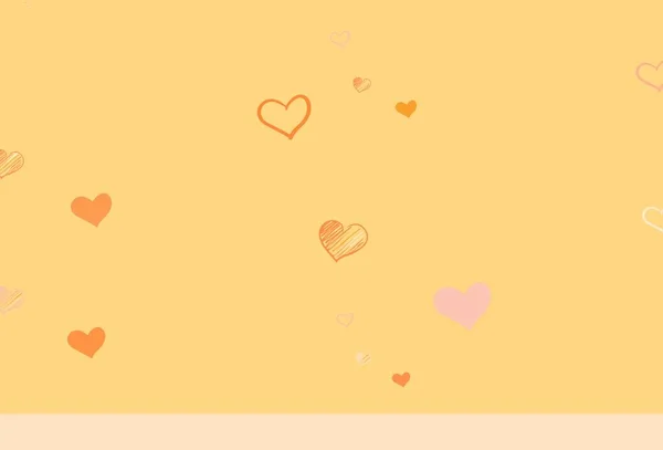 Luz Naranja Vector Telón Fondo Con Corazones Dulces Ilustración Con — Archivo Imágenes Vectoriales