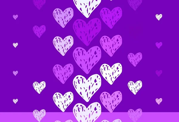 Light Pink Blue Vector Template Doodle Hearts Decorative Design Hearts — Stock Vector