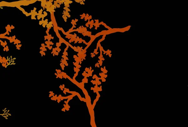 Темно Оранжевая Векторная Текстура Ветвями Совершенно Новая Цветная Иллюстрация Листьями — стоковый вектор