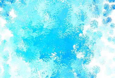 Hafif Mavili vektör arkaplanı yapraklarla karalıyor. Origami tarzında yaprak ve dalların karalama çizimi. Cep telefonlarının geçmişleri için şablon.