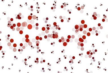 Kabarcıklı açık kırmızı vektör arka planı. Parlak renkli soyut çemberlerin olduğu bir resim. Poster ve web siteleri için tasarım.