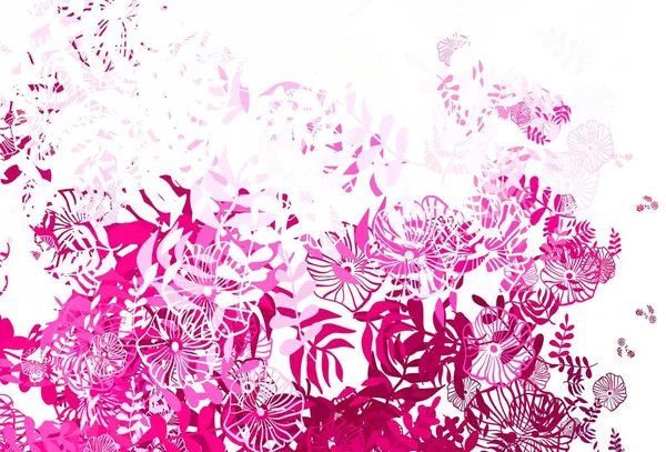 花とライトピンクベクトル抽象的なデザイン 葉と抽象的なイラスト ドッドルスタイルの花 ウェブサイト バナーのためのテクスチャパターン — ストックベクタ