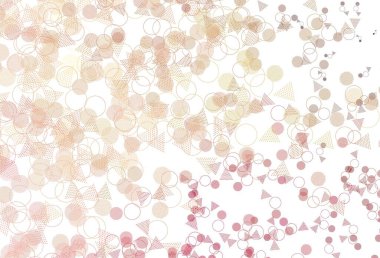 Açık pembe, sarı vektör desenli ve daireli çokgen şekilli. Renkli noktalı modern soyut çizimler. Web siteleri için desen.