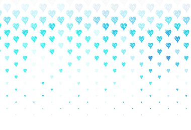 Açık mavi vektör dokusu ve güzel kalpler. Bulanık arkaplanda gradyan kalp şekilleri olan bir resim. Evlilik hediyeleri için örnek, tebrikler..