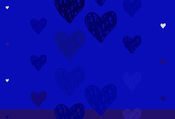 Textura Vetorial Azul Claro Com Corações Adoráveis Ilustração Com Formas —  Vetores de Stock
