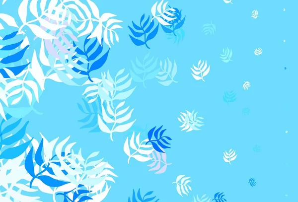 Modèle Doodle Vectoriel Bleu Clair Avec Feuilles Design Décoratif Flou — Image vectorielle
