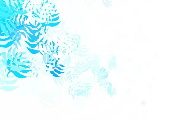 Luz Azul Vector Doodle Telón Fondo Con Hojas Diseño Decorativo — Vector de stock