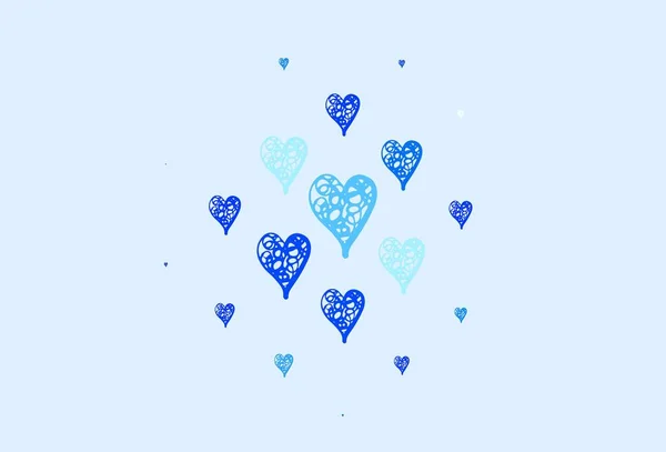 浅蓝色的矢量背景与心脏 美丽的庆祝风格的心脏在抽象的图解 情人节贺卡的模板 — 图库矢量图片
