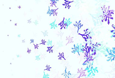 Açık mavi, yeşil vektör karalama arkaplanı ve sakura. Origami tarzında yaprak ve dalların karalama çizimi. İş tasarımınız için yepyeni bir tarz.