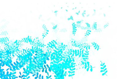 Açık mavi, yeşil vektör yapraklı karalama arkaplanı. Yapraklarla bulanık şekilli yaratıcı illüstrasyon. Duvar kağıdı tasarımınız için yeni bir doku.