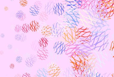 Açık mavi, çemberli sarı vektör şablonu, çizgiler. Soyut tarzda baloncuklu, çizgili dekoratif tasarım. Poster ve web siteleri için tasarım.