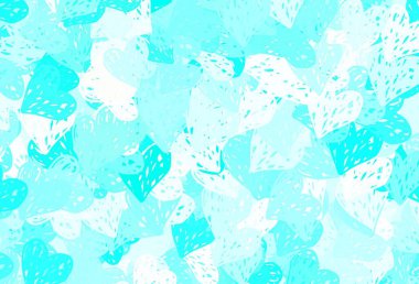 Açık yeşil vektör dokusu ve güzel kalpleri var. Soyut şablondaki kalplerle parlayan illüstrasyon. Sevgililer Günü kartpostalları için şablon.