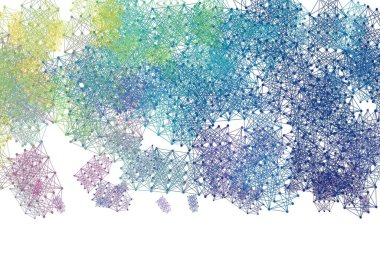 Yapay zeka verileriyle ışık çok renkli vektör arkaplanı. Parlak renkli bir illüstrasyon ve yapay zekanın gerçek yapısı. Teklif verilerinin tanıtımı için akıllı tasarım.