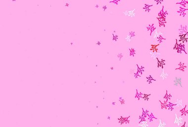 Açık pembe vektör arkaplanı sakura ile. Yapraklar ve dallarla gösterişli soyut çizimler. Web siteniz için Doodle tasarımı.