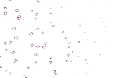 Karalama kalpli açık pembe vektör şablonu. Kalpler soyut arkaplanda bulanık ve rengarenk. Karnaval için şablon, festival için romantik broşürler.