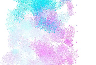 Açık Pembe, Mavi vektör arka planı ve yapay zeka formları. Soyut şablondaki yapay zeka şekilleriyle parlayan illüstrasyon. Zeka ve yenilik reklamları için şablon.