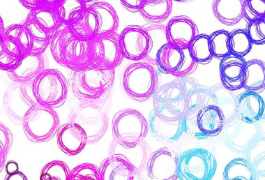 Açık pembe, daireli mavi vektör şablonu. Bulanık yağmur damlaları olan soyut bir çizim. Güzel web siteleri için desen.