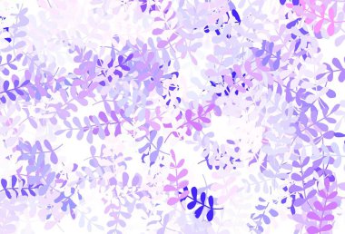 Açık mor vektör doğal arka plan yapraklı. Bulanık arka planda yaprakları olan eskiz karalamalar. Web ve broşürler için elle boyanmış tasarım.