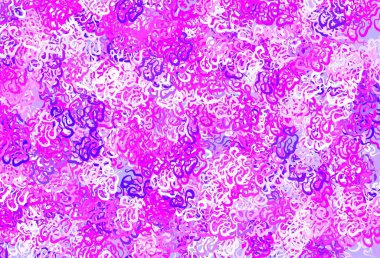 Açık Mor, Memphis şekilli pembe vektör arkaplan. Renkli rastgele şekillerle modern soyut illüstrasyon. Duvar kağıtları için zarif tasarım.