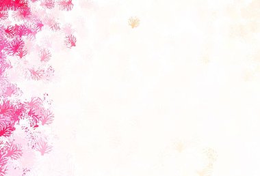 Açık kırmızı vektör yapraklı arkaplanı soyutluyor. Yaprakları ve dalları olan modern soyut illüstrasyon. Web siteniz için Doodle tasarımı.